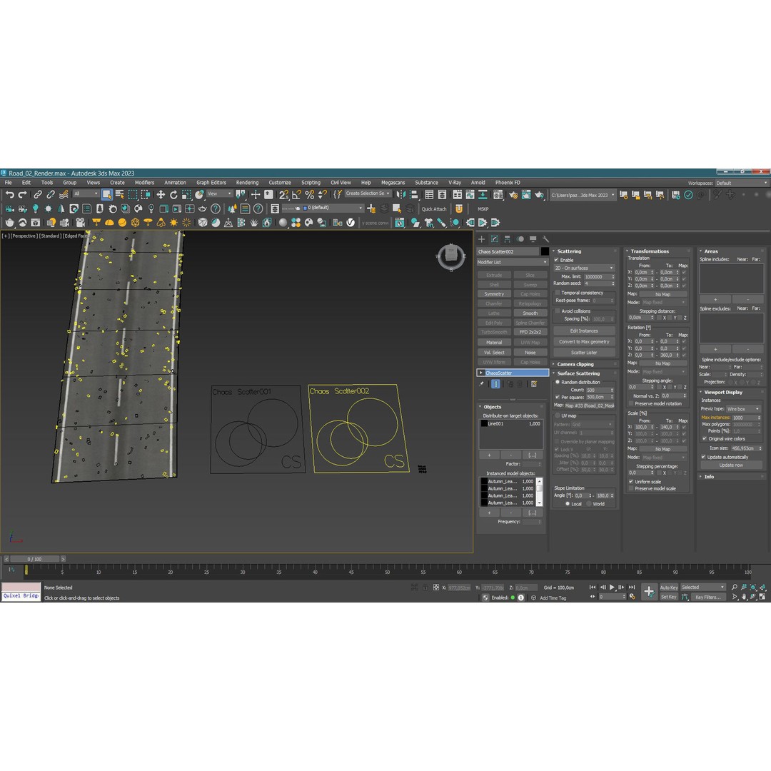 Wet Road 3D Model – PBR Textured Autumn Scene, FBX - View 14