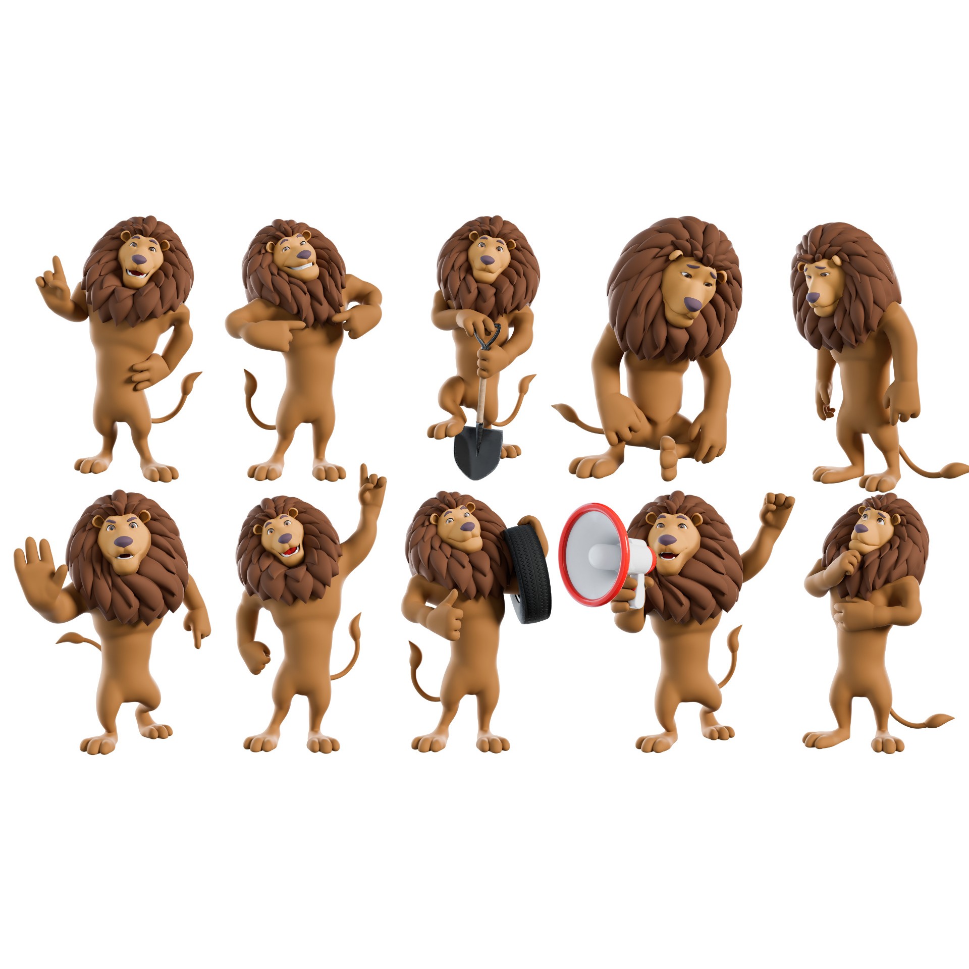 Cartoon Lion Mascot - Rigged Game-Ready 3D Model - View 11