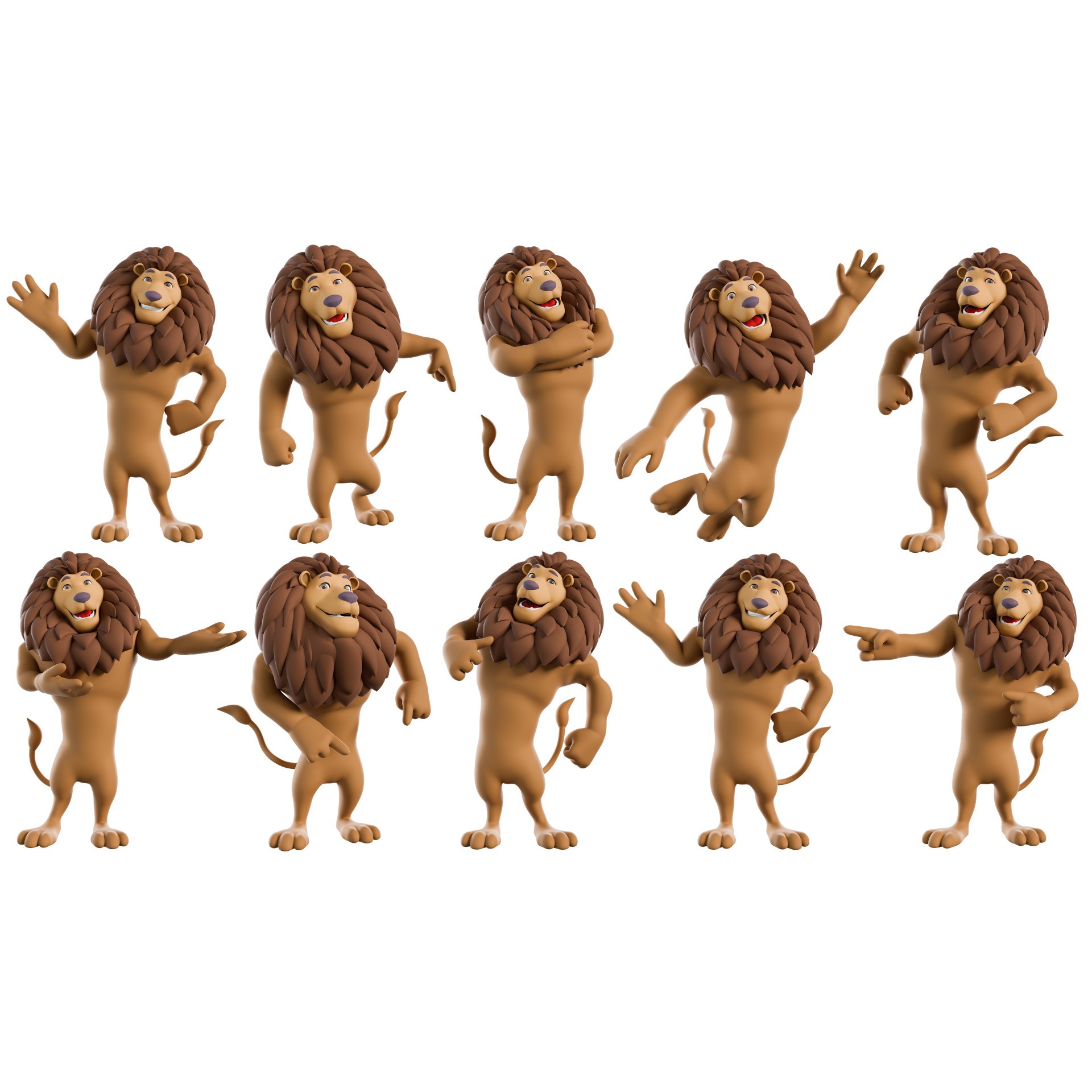 Cartoon Lion Mascot - Rigged Game-Ready 3D Model - View 12