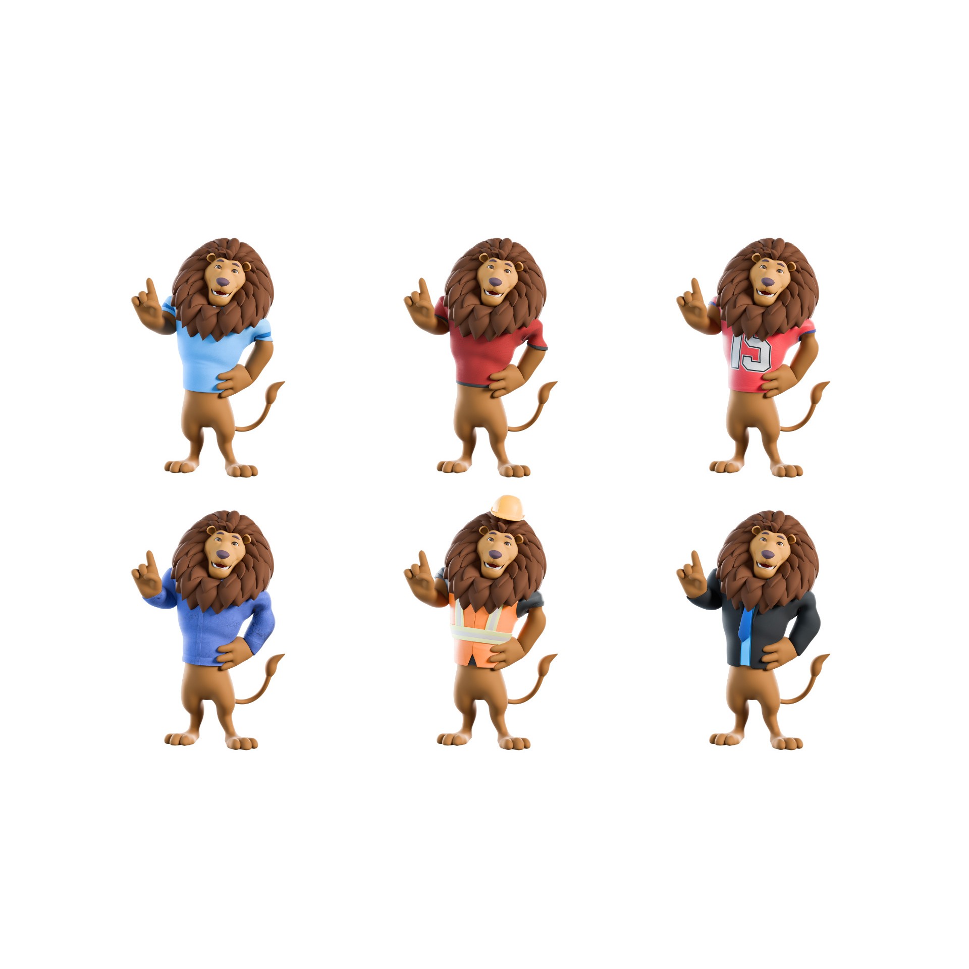 Cartoon Lion Mascot - Rigged Game-Ready 3D Model - View 13