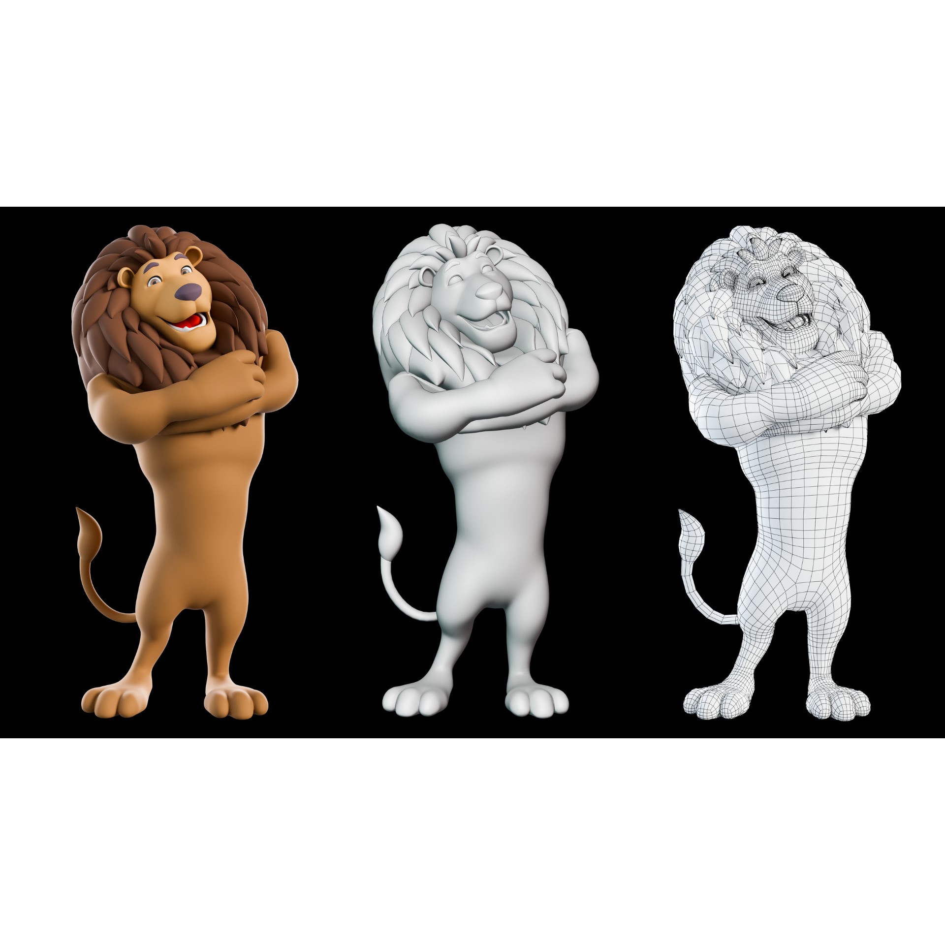Cartoon Lion Mascot - Rigged Game-Ready 3D Model - View 16
