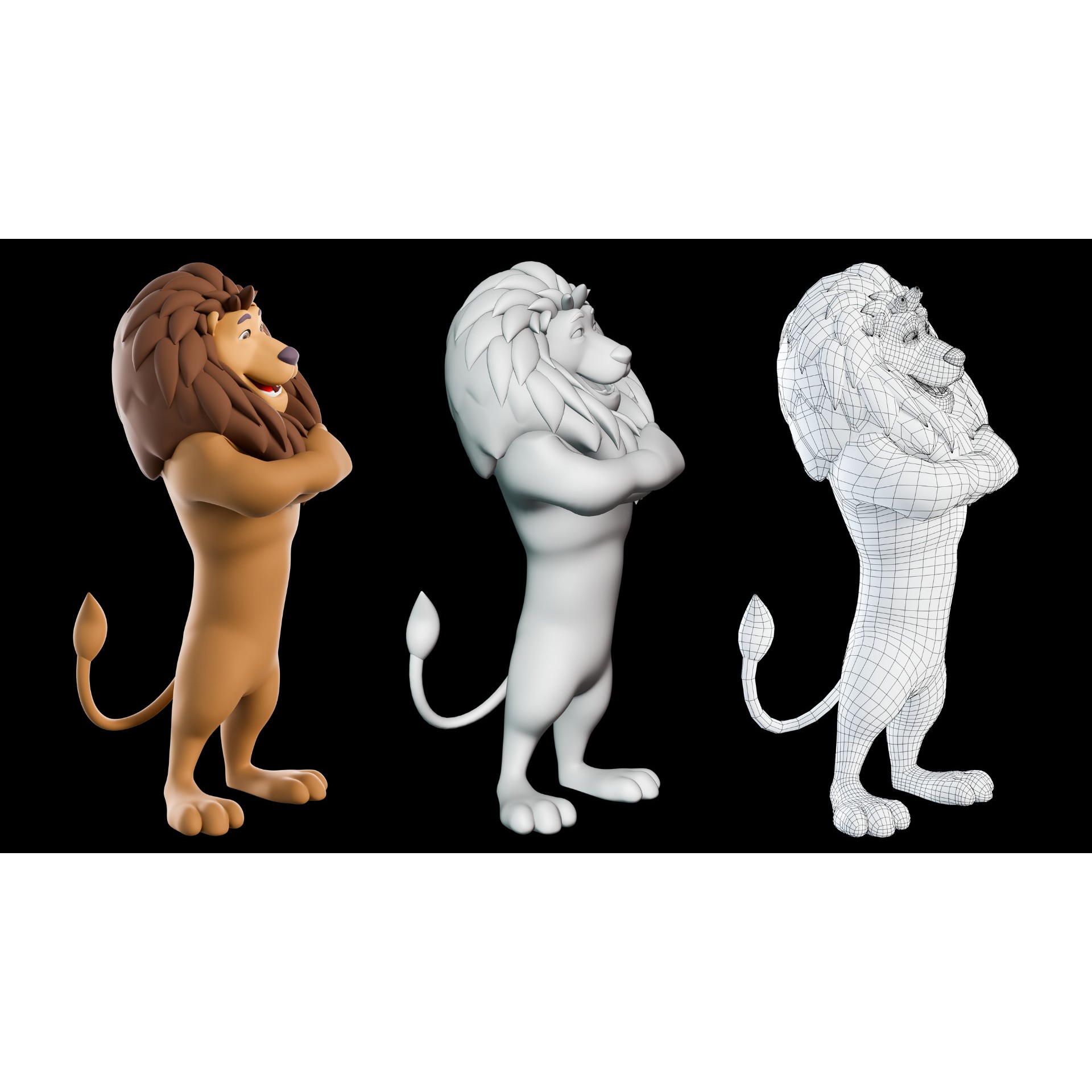 Cartoon Lion Mascot - Rigged Game-Ready 3D Model - View 17