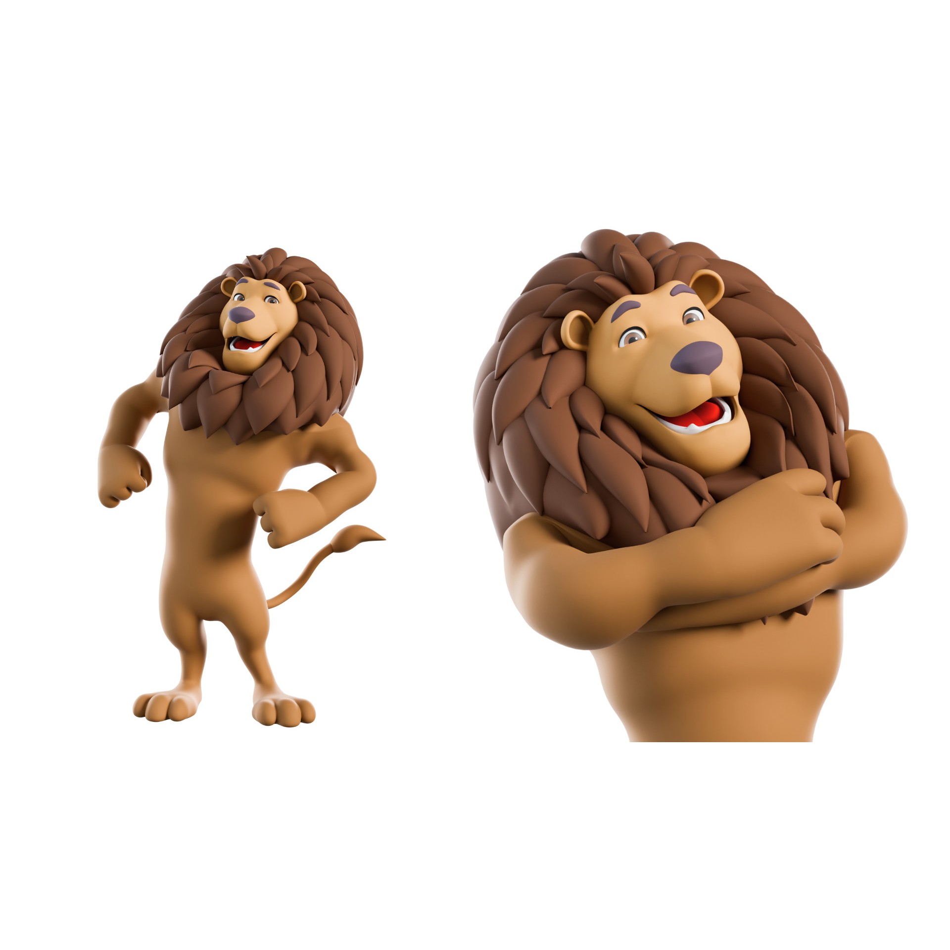Cartoon Lion Mascot - Rigged Game-Ready 3D Model - View 22