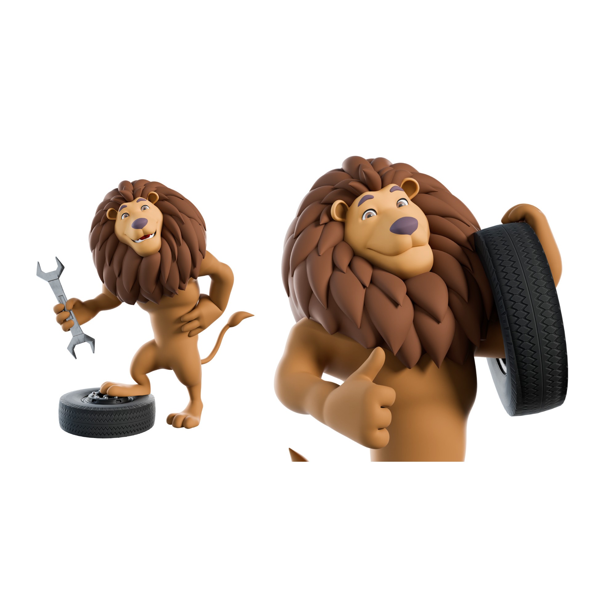Cartoon Lion Mascot - Rigged Game-Ready 3D Model - View 23