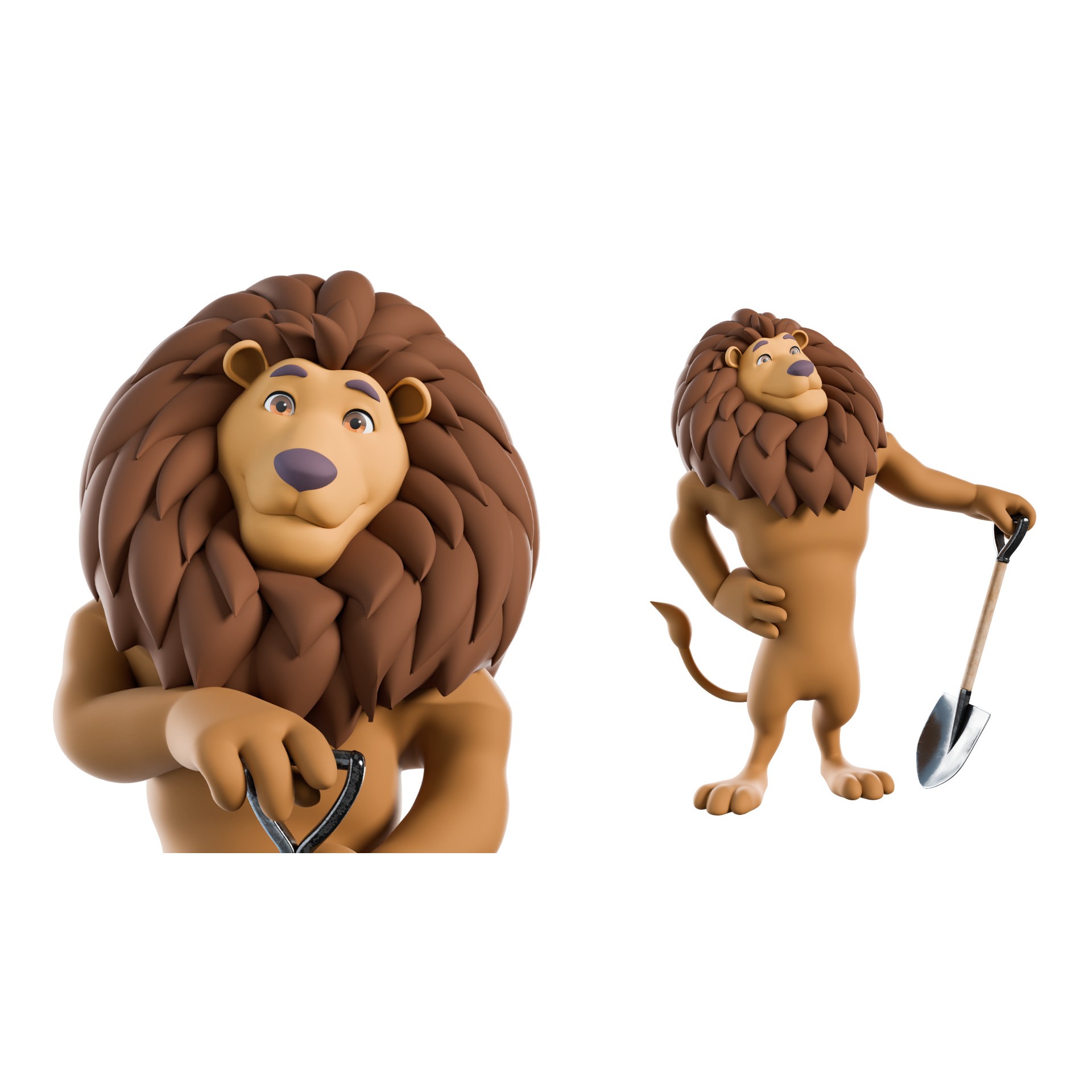 Cartoon Lion Mascot - Rigged Game-Ready 3D Model - View 24