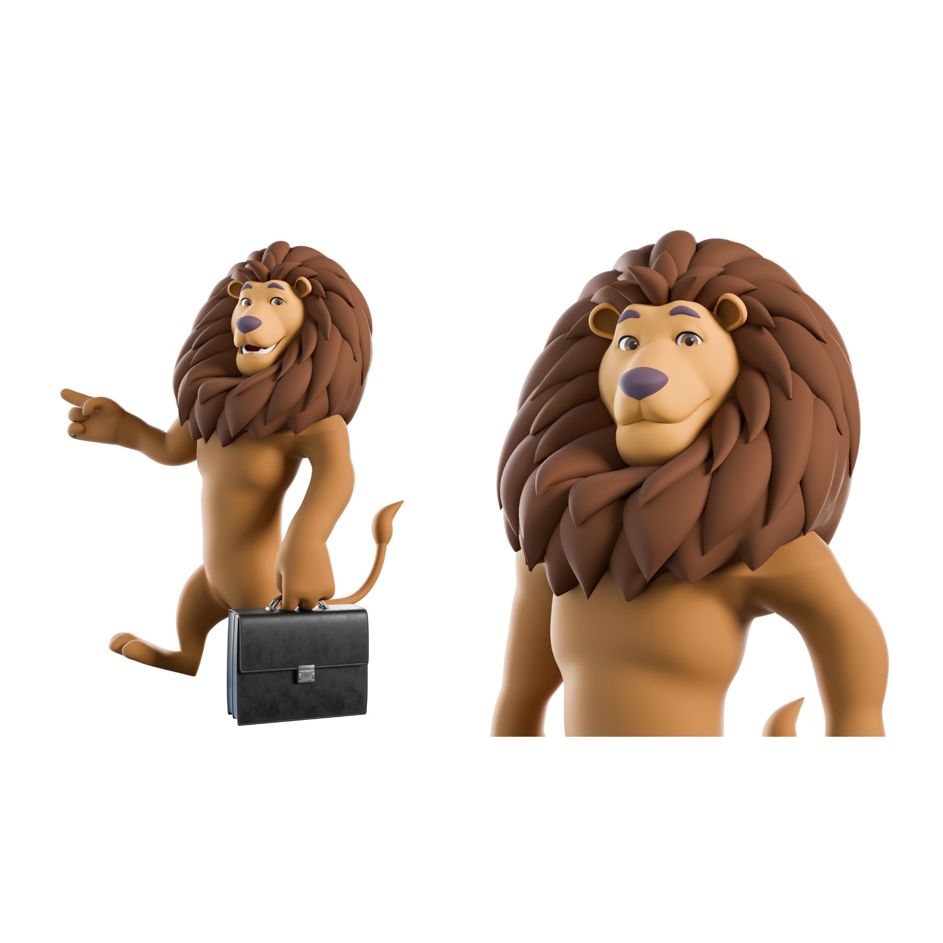 Cartoon Lion Mascot - Rigged Game-Ready 3D Model - View 25