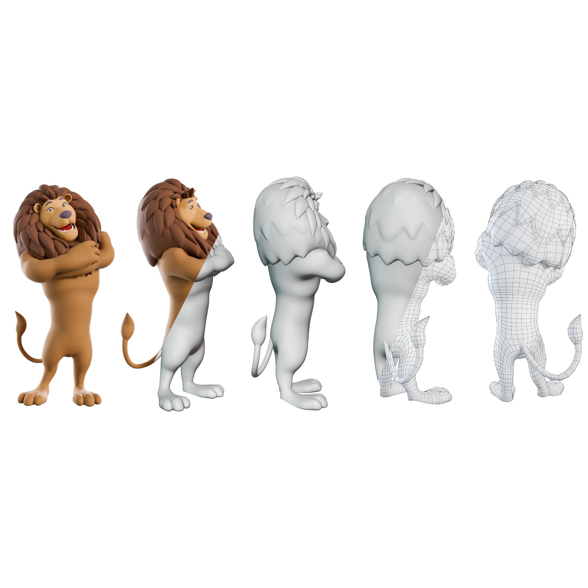 Cartoon Lion Mascot - Rigged Game-Ready 3D Model - View 5