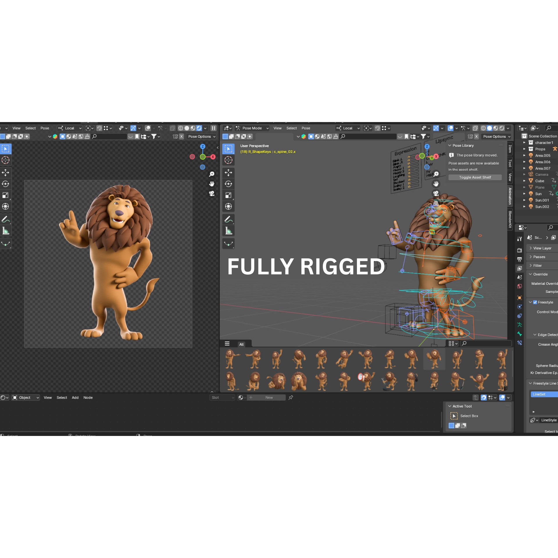 Cartoon Lion Mascot - Rigged Game-Ready 3D Model - View 6