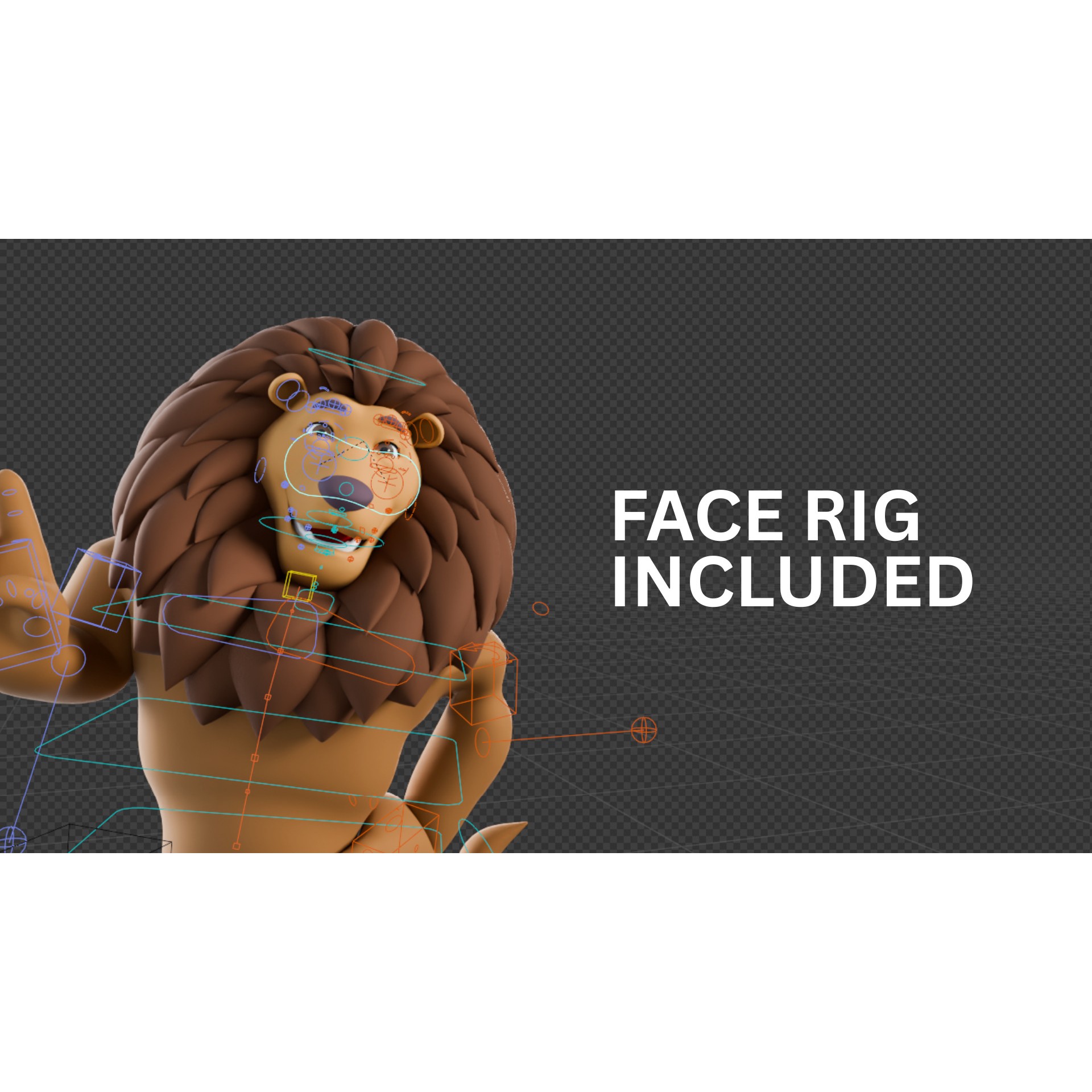 Cartoon Lion Mascot - Rigged Game-Ready 3D Model - View 7