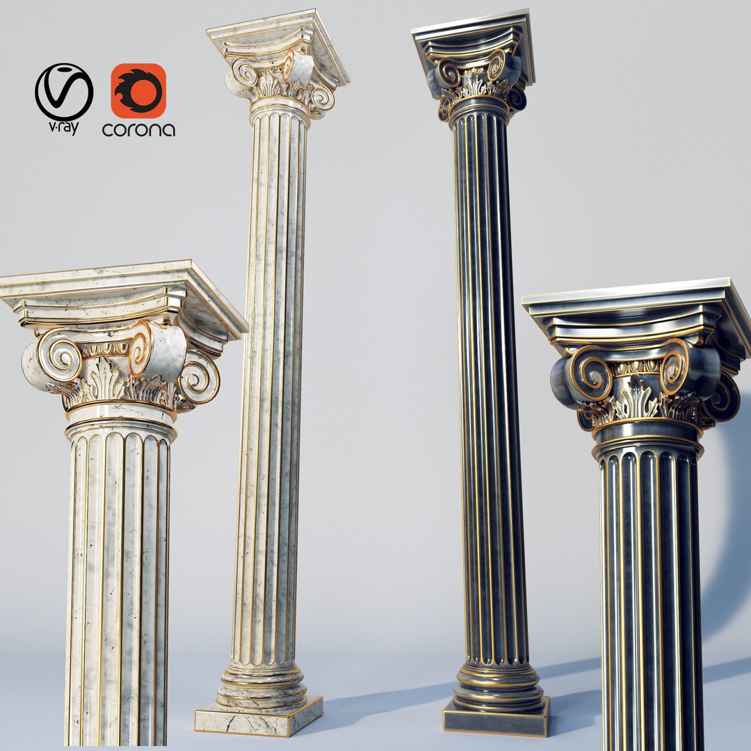 Classic Column 3D Model – High Poly PBR Textured for Archviz - View 3