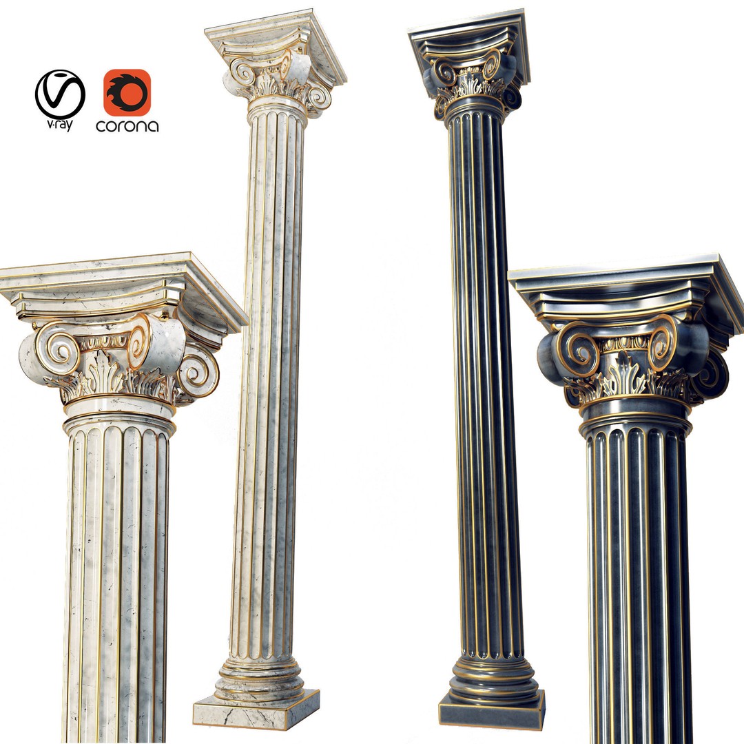 Classic Column 3D Model – High Poly PBR Textured for Archviz - View 4