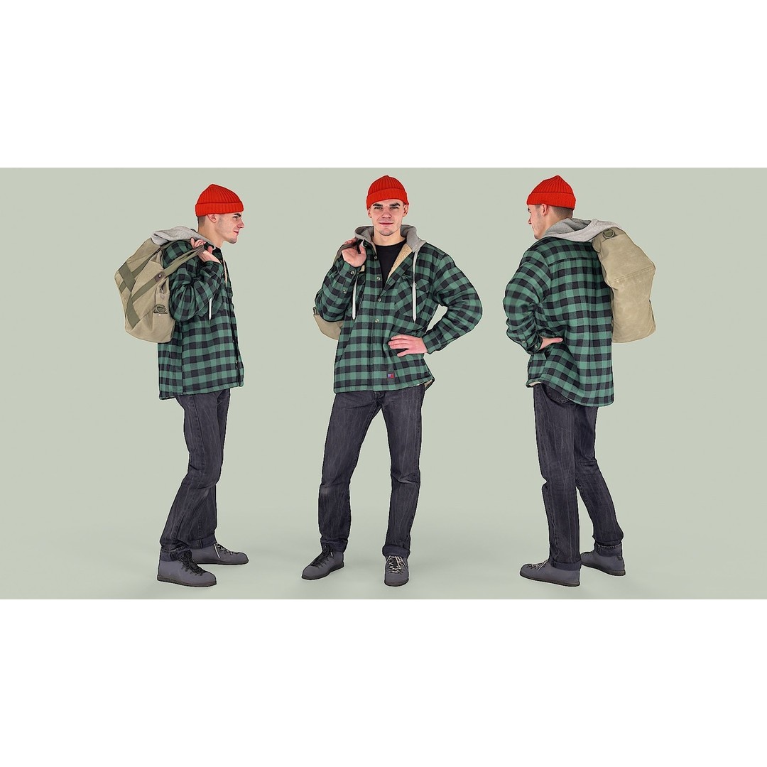 Smirk Guy 3D Model – Casual Urban Character, FBX, PBR Textures - View 3