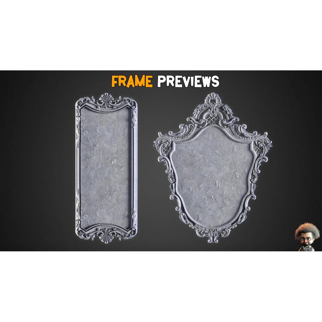 Vintage Mirror Frames 3D Model – Artisan Low-Poly Collection, FBX, OBJ, Blender - View 7