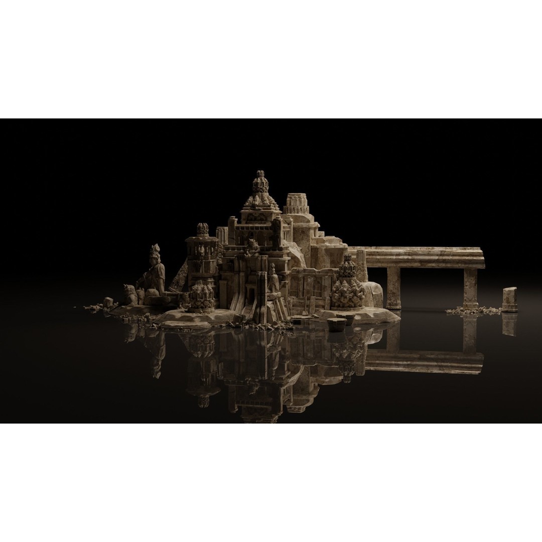 Ancient Temple 3D Model – Historic Kitbash Asset Pack, FBX