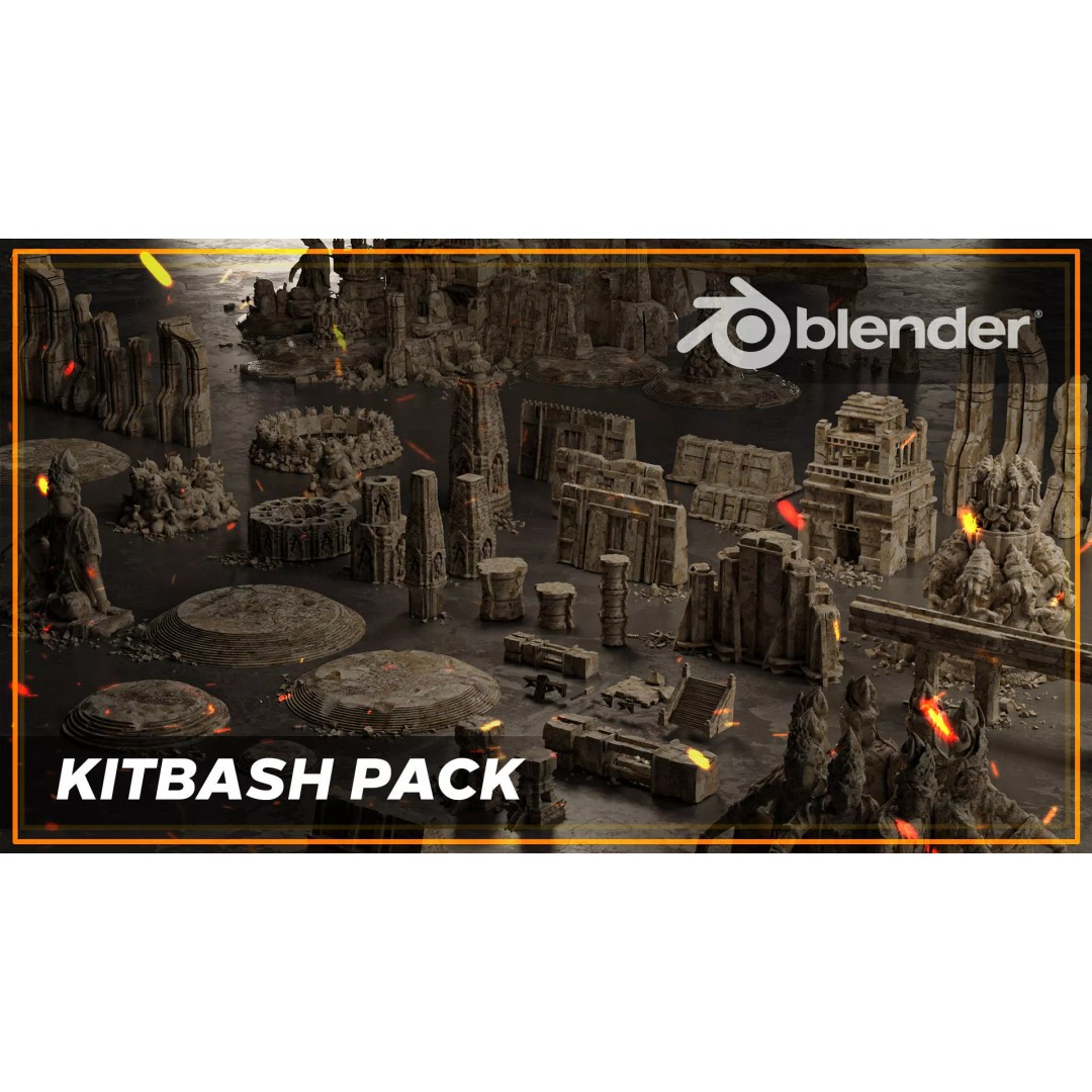 Ancient Temple 3D Model – Historic Kitbash Asset Pack, FBX - View 2