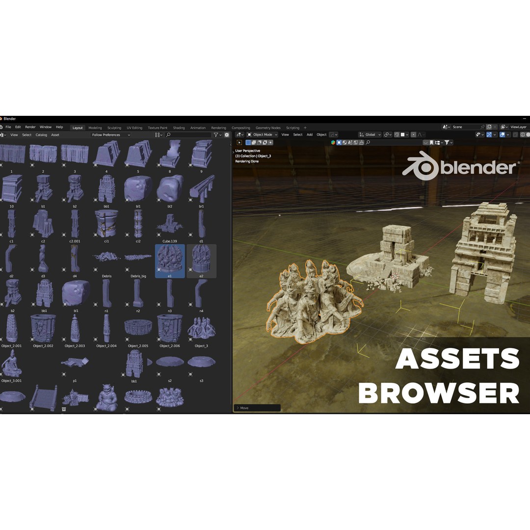 Ancient Temple 3D Model – Historic Kitbash Asset Pack, FBX - View 5