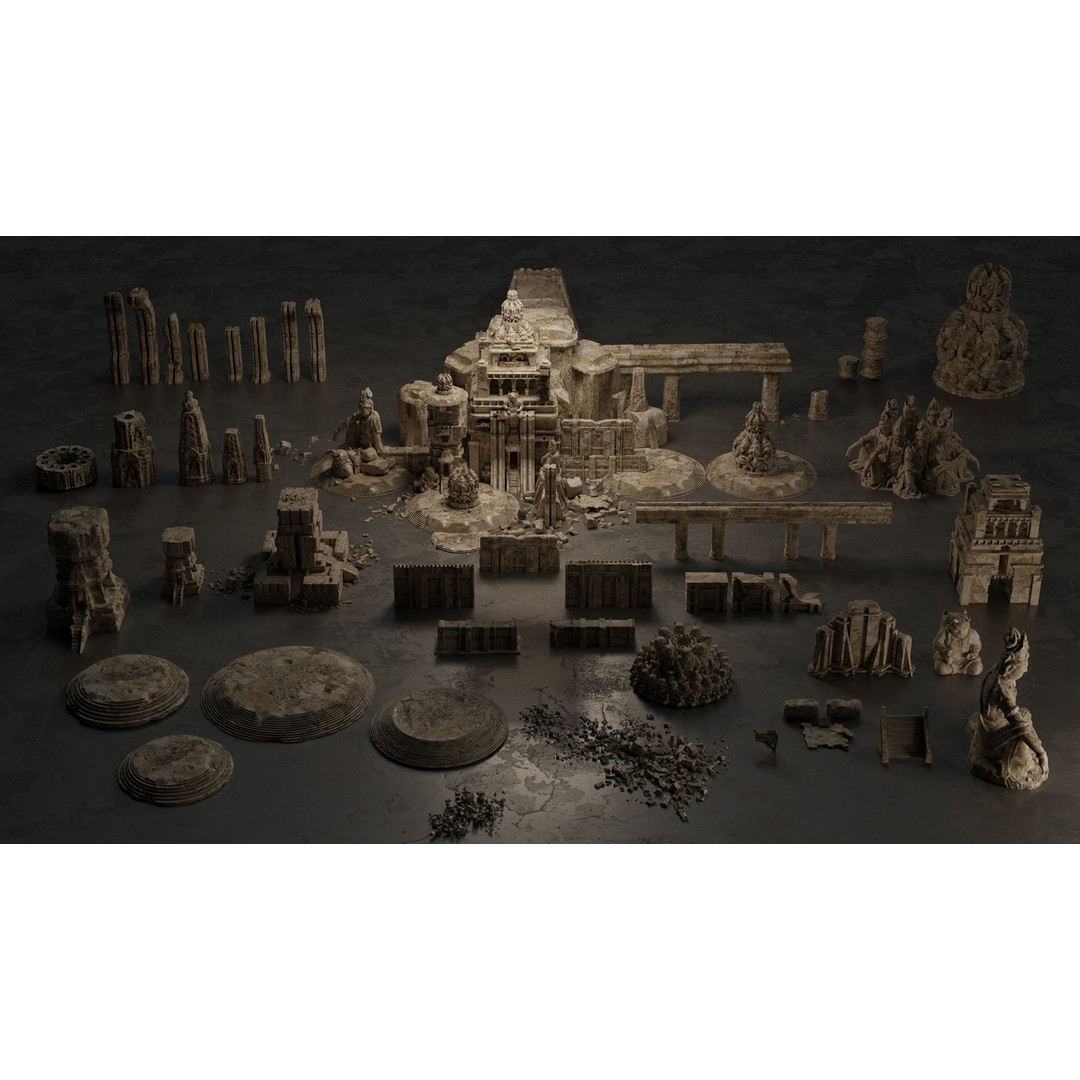 Ancient Temple 3D Model – Historic Kitbash Asset Pack, FBX - View 6