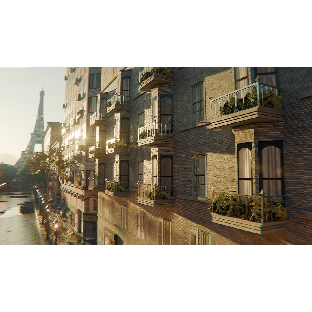 Paris Street Scene 3D Model – Urban Environment, Blender, FBX, OBJ - View 13