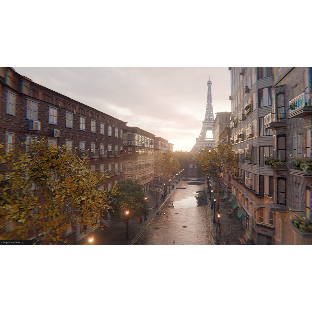 Paris Street Scene 3D Model – Urban Environment, Blender, FBX, OBJ - View 14