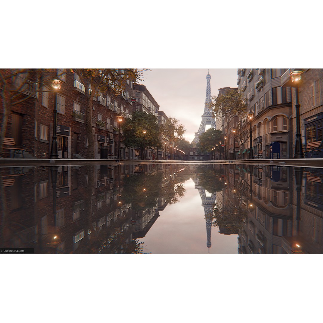 Paris Street Scene 3D Model – Urban Environment, Blender, FBX, OBJ - View 15