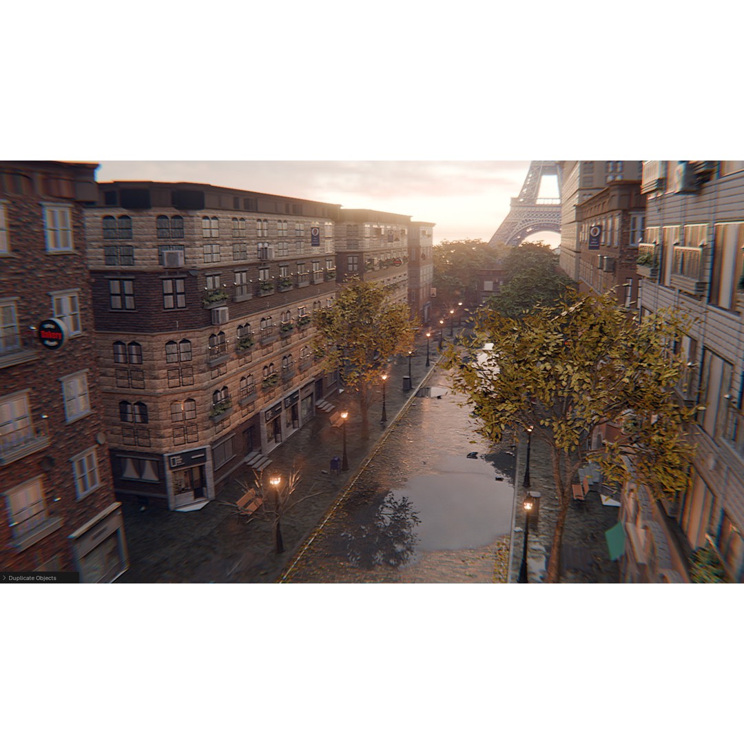 Paris Street Scene 3D Model – Urban Environment, Blender, FBX, OBJ - View 16
