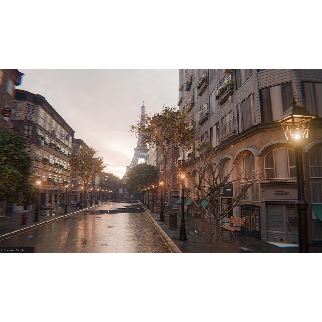Paris Street Scene 3D Model – Urban Environment, Blender, FBX, OBJ - View 17