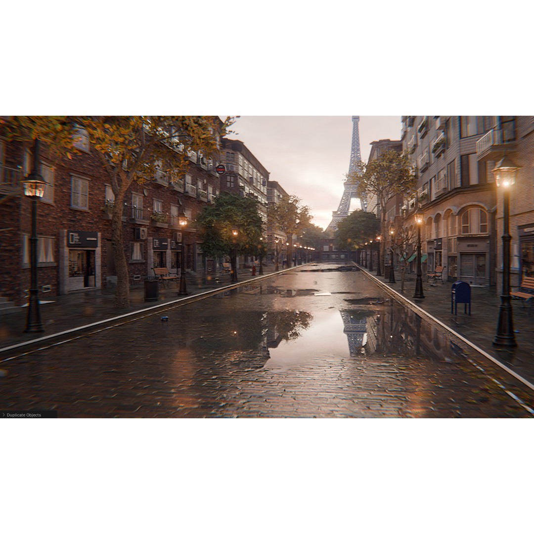 Paris Street Scene 3D Model – Urban Environment, Blender, FBX, OBJ - View 18