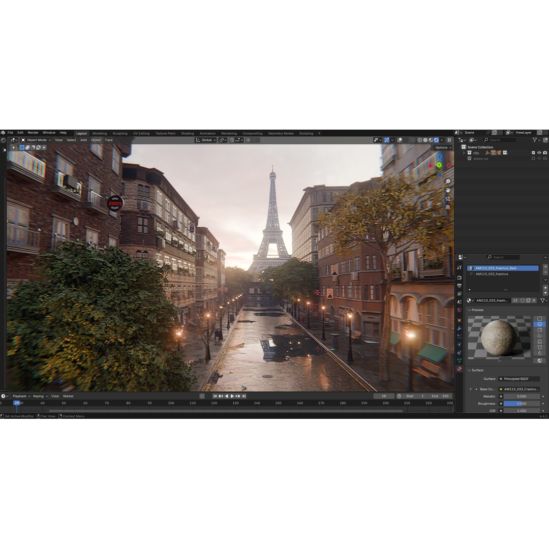 Paris Street Scene 3D Model – Urban Environment, Blender, FBX, OBJ - View 19