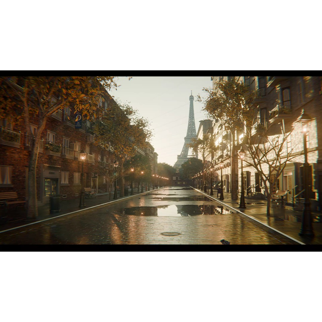 Paris Street Scene 3D Model – Urban Environment, Blender, FBX, OBJ - View 2