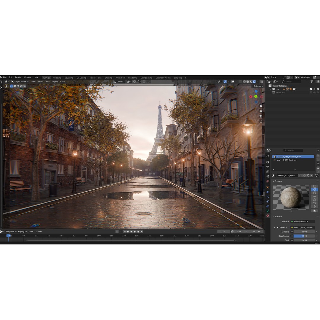 Paris Street Scene 3D Model – Urban Environment, Blender, FBX, OBJ - View 20
