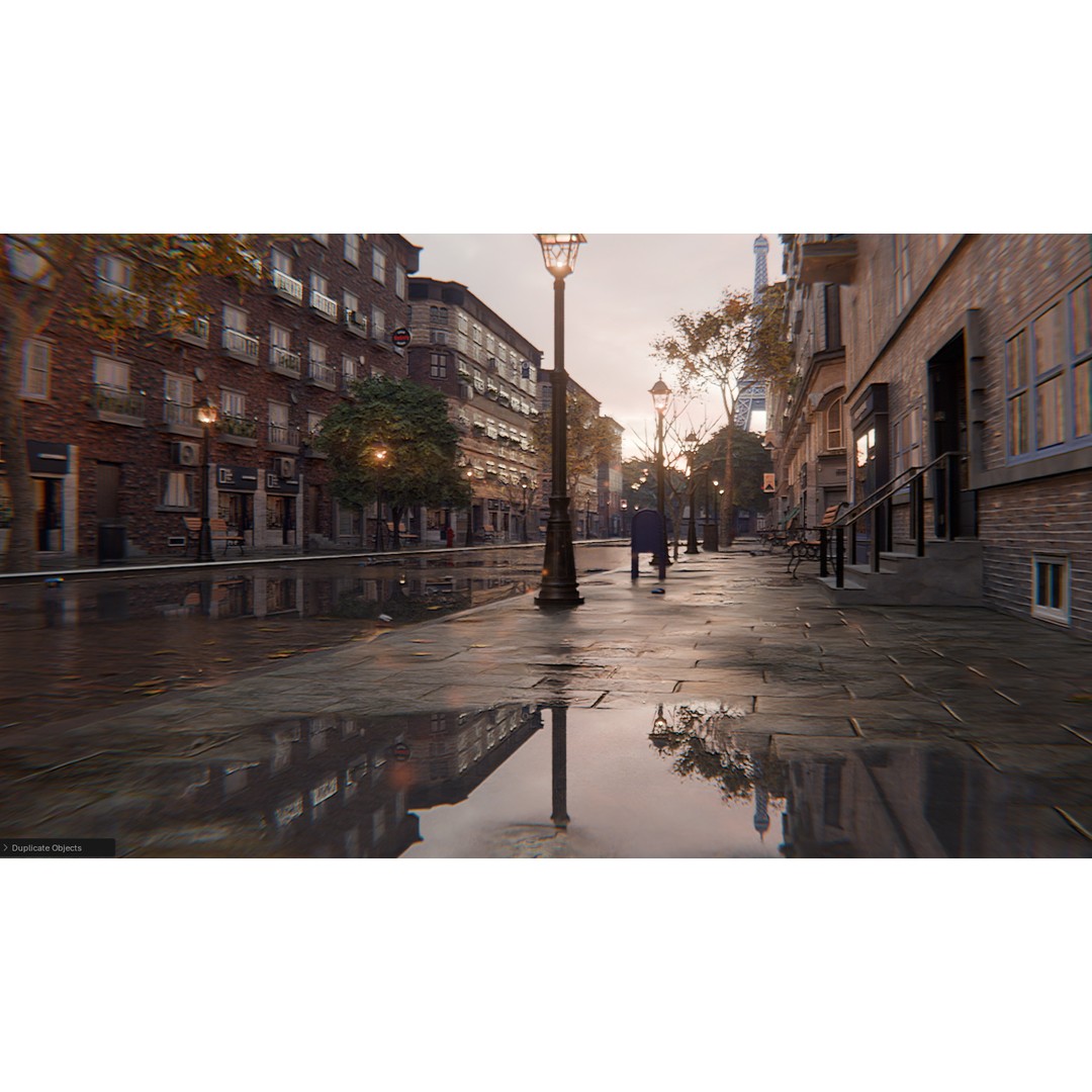 Paris Street Scene 3D Model – Urban Environment, Blender, FBX, OBJ - View 21