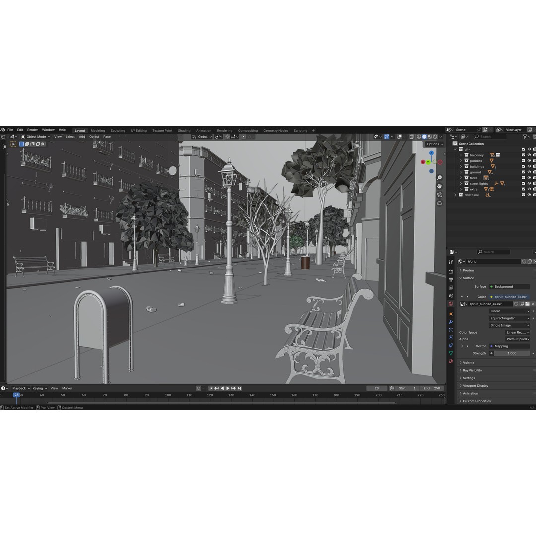 Paris Street Scene 3D Model – Urban Environment, Blender, FBX, OBJ - View 32