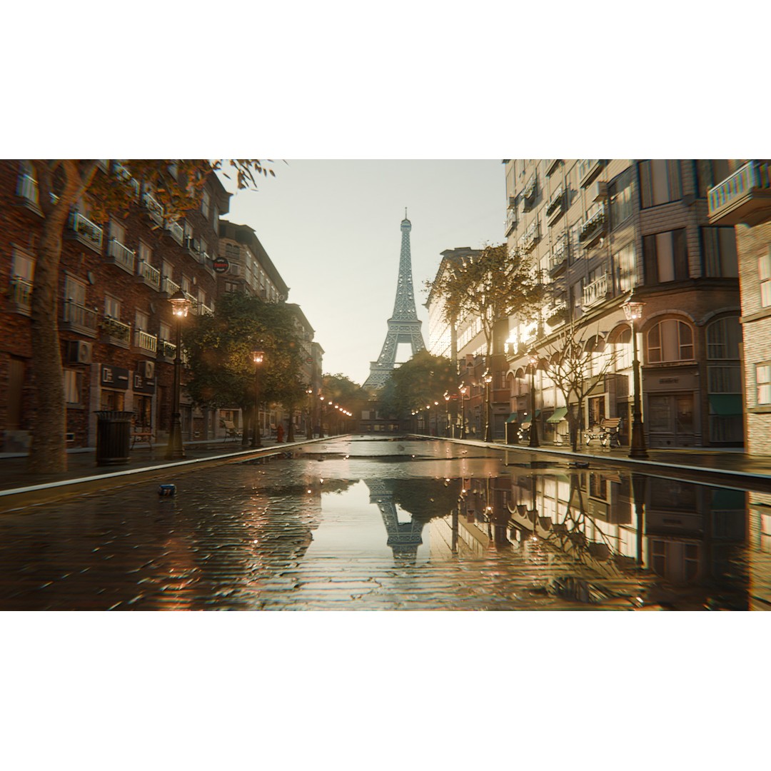 Paris Street Scene 3D Model – Urban Environment, Blender, FBX, OBJ - View 5