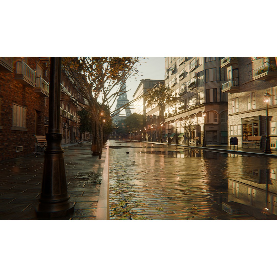 Paris Street Scene 3D Model – Urban Environment, Blender, FBX, OBJ - View 7