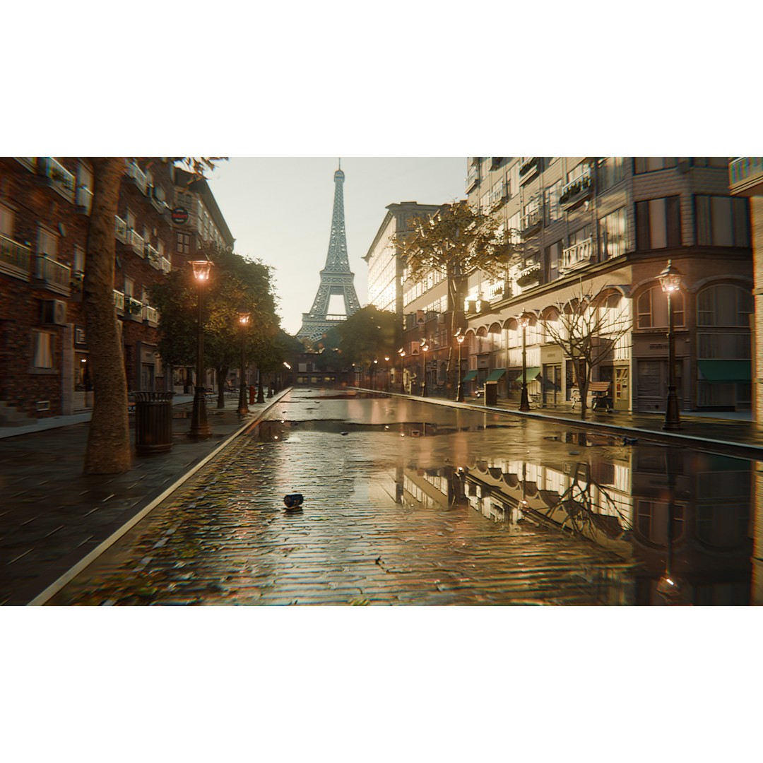 Paris Street Scene 3D Model – Urban Environment, Blender, FBX, OBJ - View 8