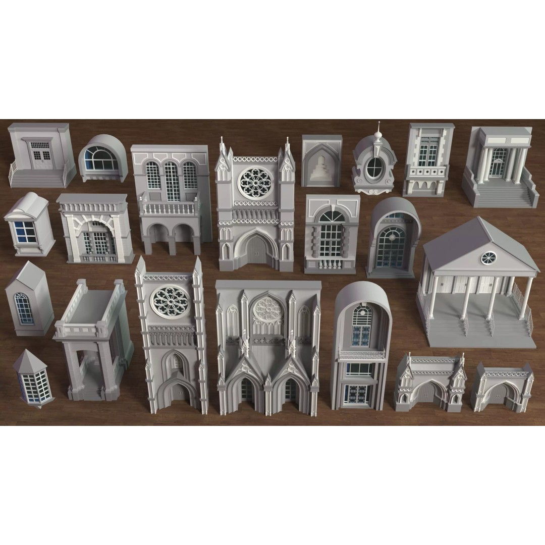 Building Facade 3D Model – Low Poly Architectural Collection, FBX - View 2