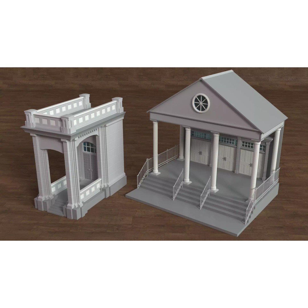 Building Facade 3D Model – Low Poly Architectural Collection, FBX - View 8