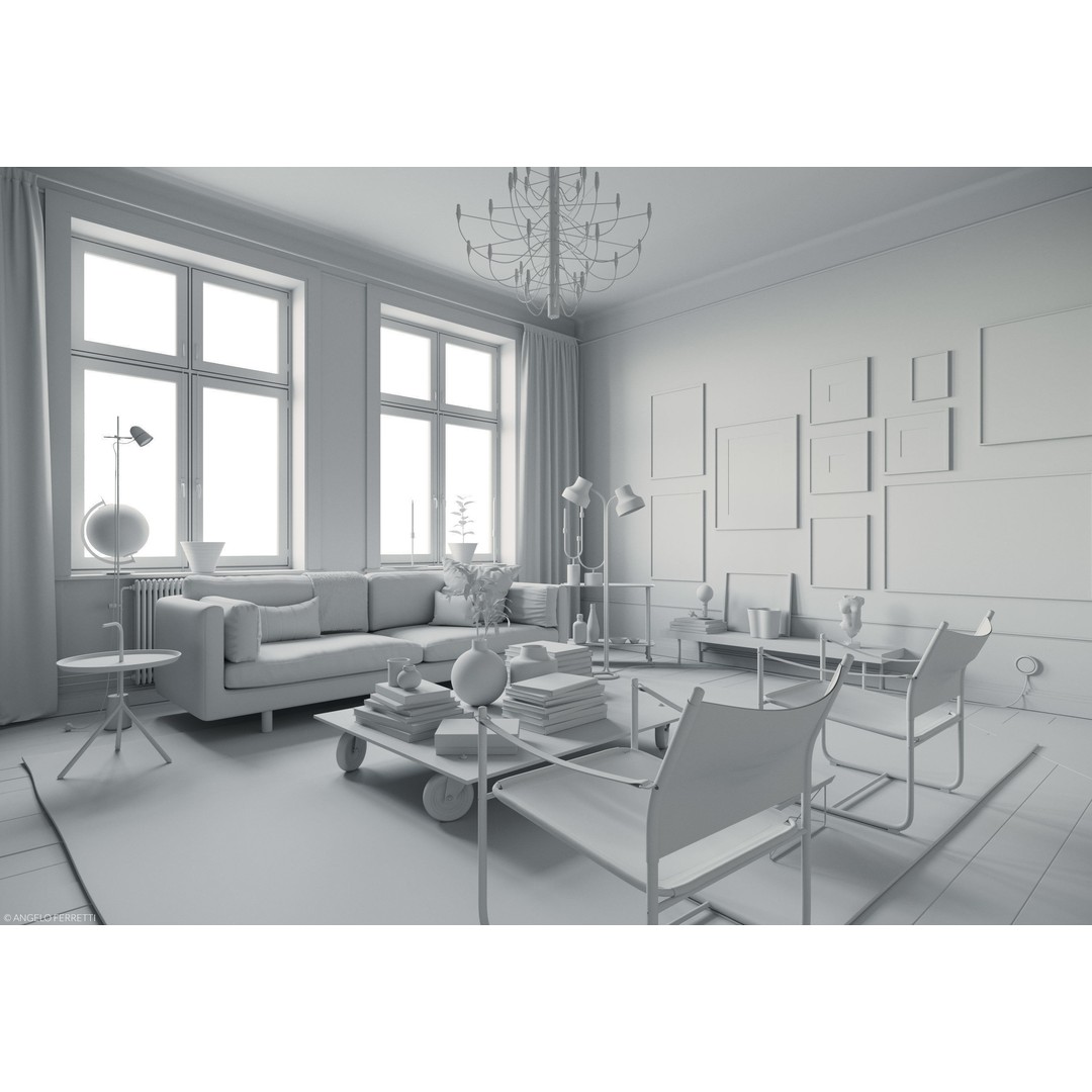 Swedish Interior Scene 3D Model – Fully Textured, Corona Renderer Ready - View 5