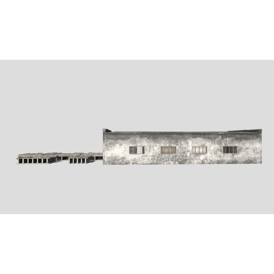 Old Industrial Building 3D Model – Low Poly Architectural Asset, FBX - View 10