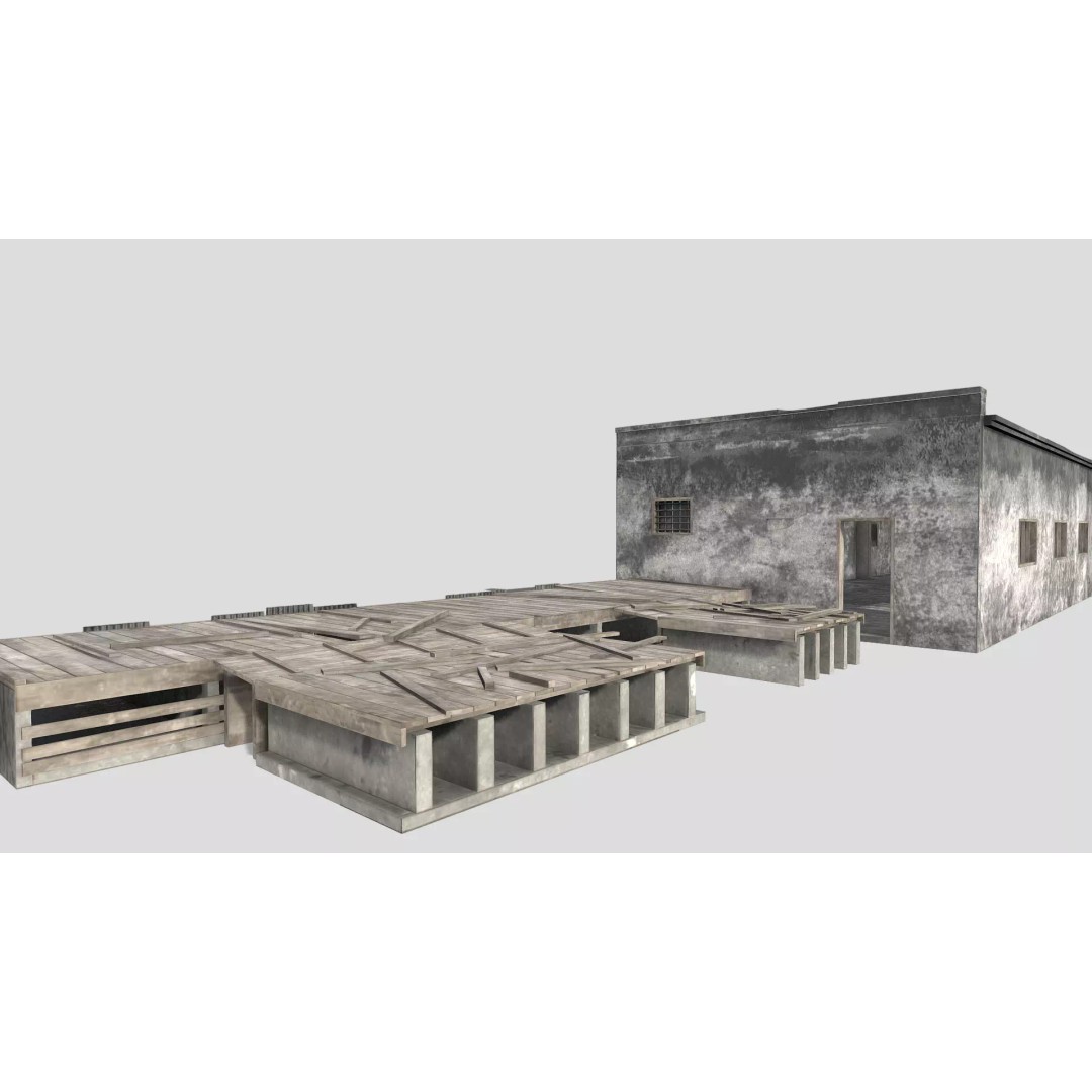 Old Industrial Building 3D Model – Low Poly Architectural Asset, FBX - View 2