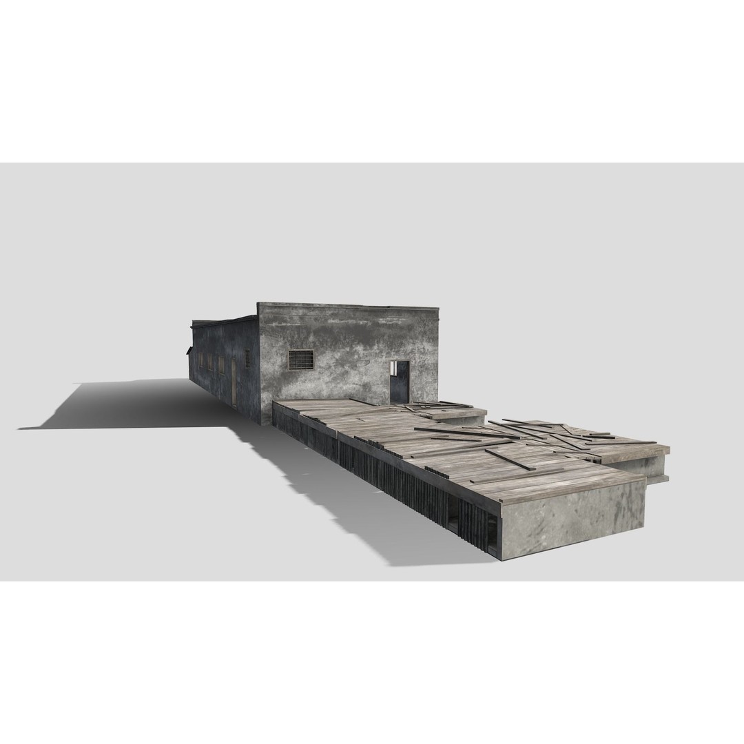 Old Industrial Building 3D Model – Low Poly Architectural Asset, FBX - View 5
