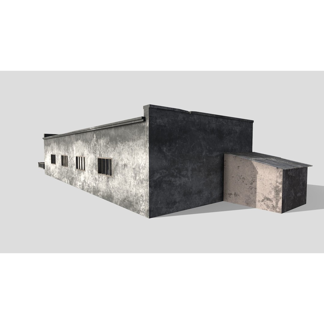 Old Industrial Building 3D Model – Low Poly Architectural Asset, FBX - View 6
