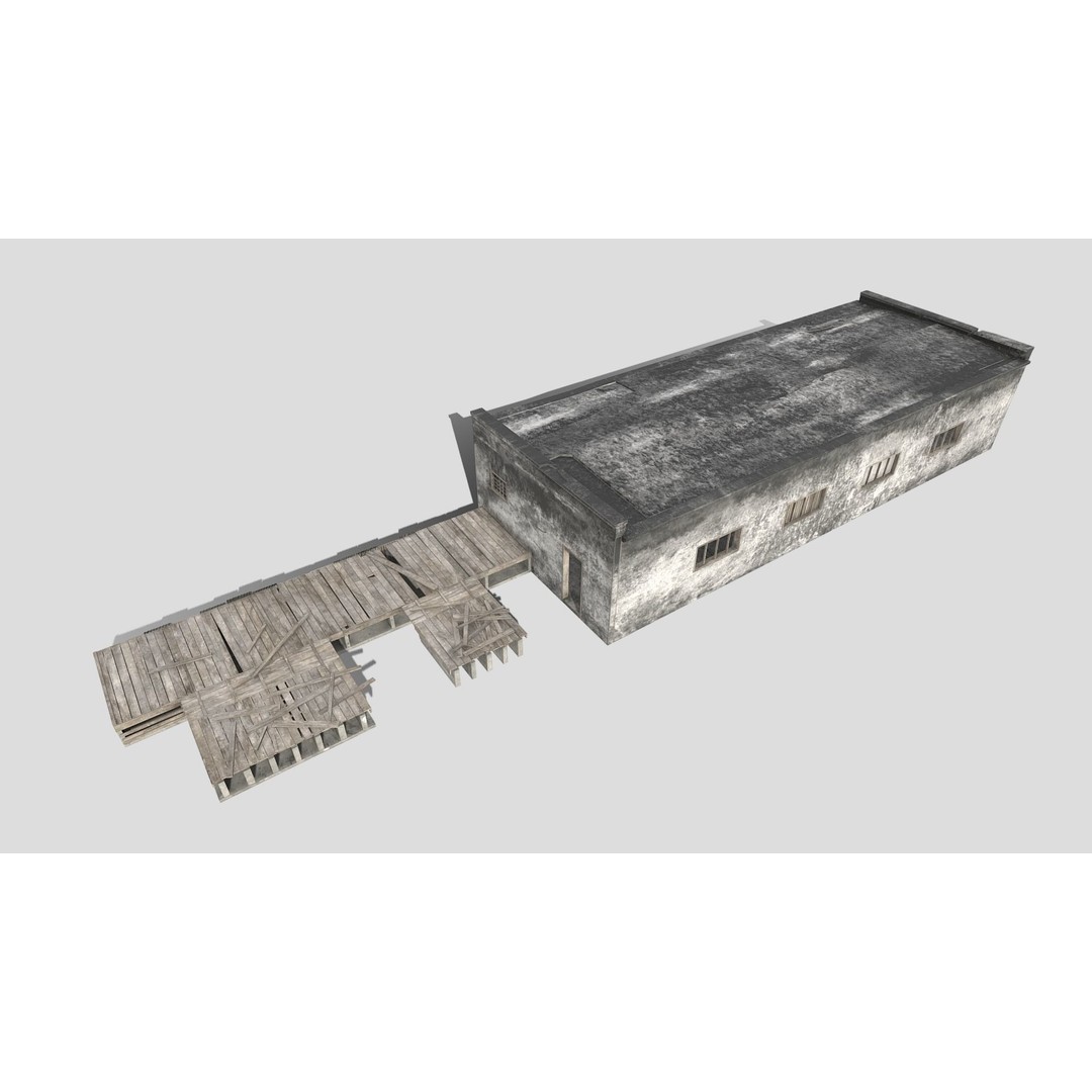 Old Industrial Building 3D Model – Low Poly Architectural Asset, FBX - View 7
