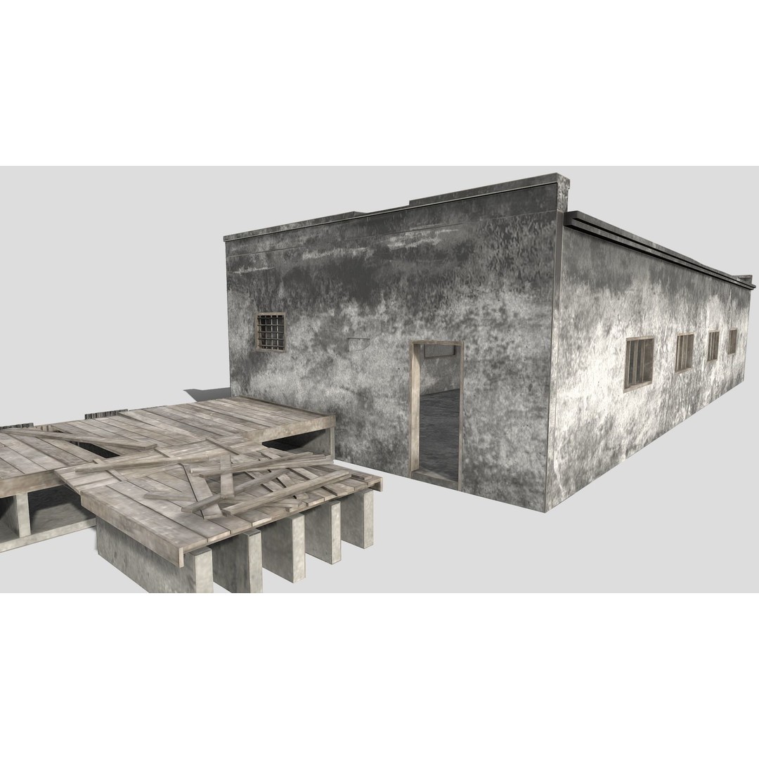 Old Industrial Building 3D Model – Low Poly Architectural Asset, FBX - View 8