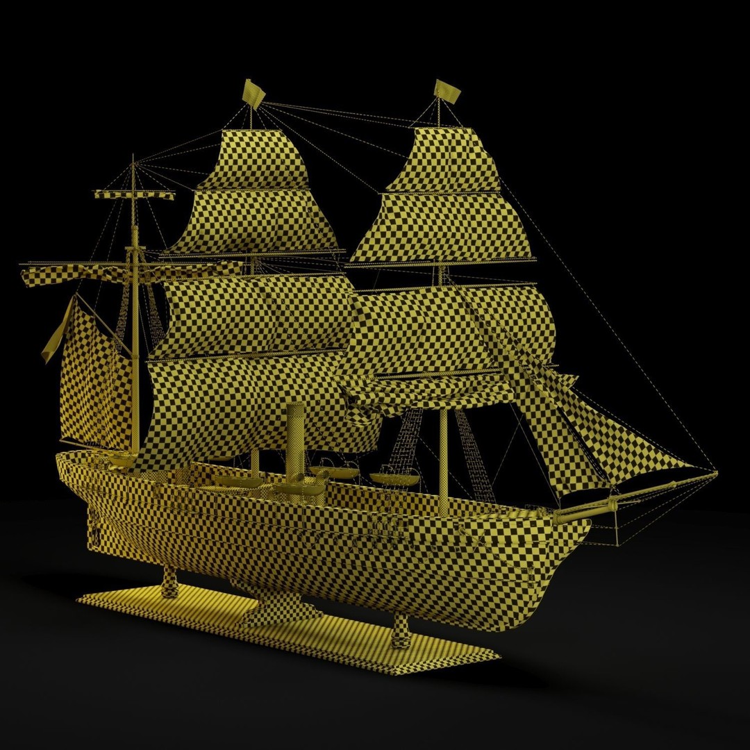 Steamsail Hartford Sail Warship 3D Model – Historic Nautical Asset, FBX, OBJ - View 12