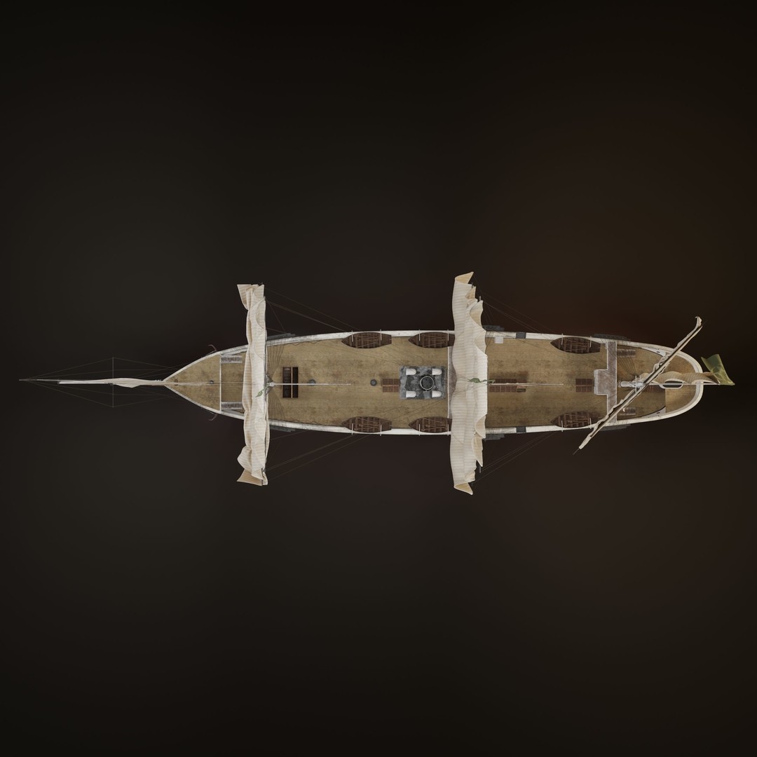 Steamsail Hartford Sail Warship 3D Model – Historic Nautical Asset, FBX, OBJ - View 9