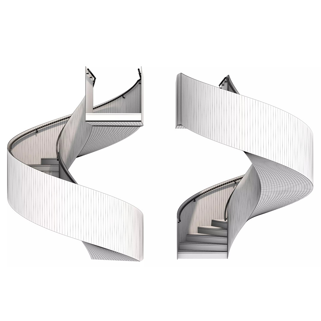 Spiral Staircase 3D Model – Modern Architectural Design, FBX & OBJ - View 13