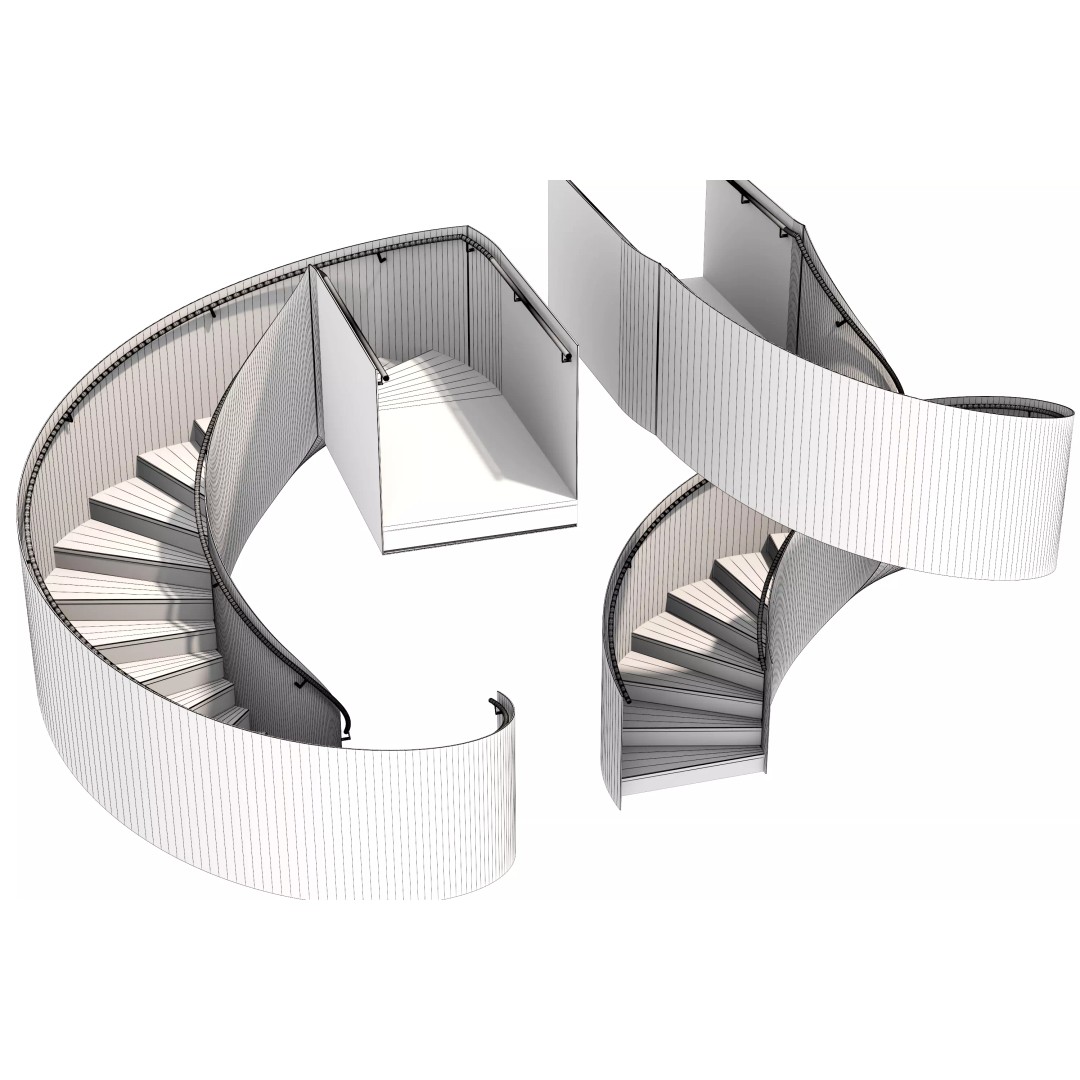 Spiral Staircase 3D Model – Modern Architectural Design, FBX & OBJ - View 14