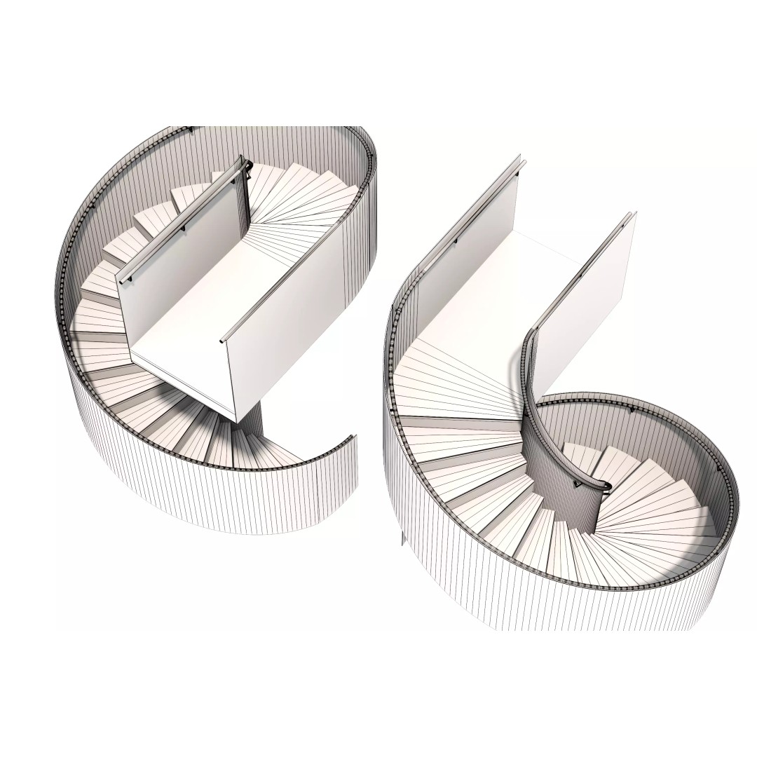 Spiral Staircase 3D Model – Modern Architectural Design, FBX & OBJ - View 15