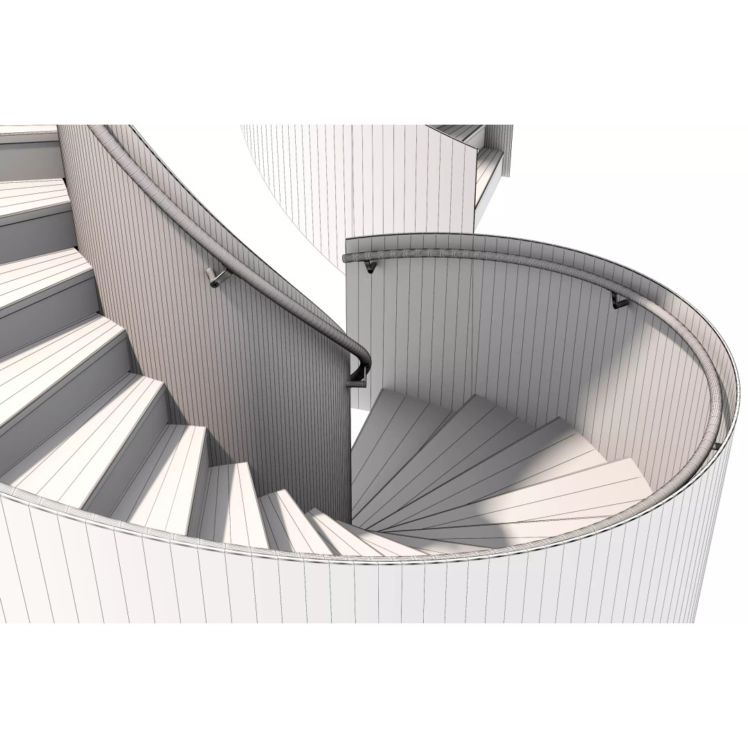 Spiral Staircase 3D Model – Modern Architectural Design, FBX & OBJ - View 17